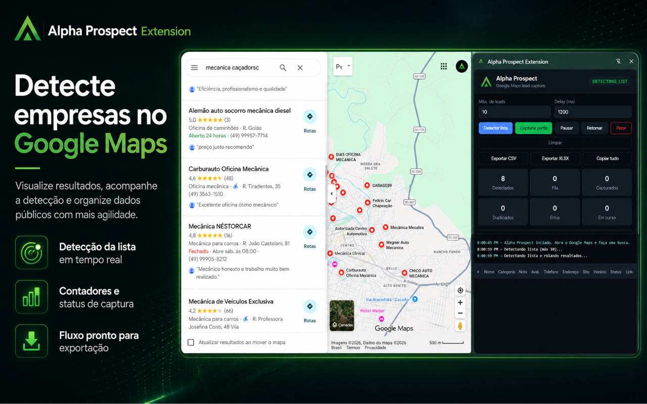 Detecção de empresas pela Prospect Extension